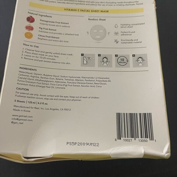 Rael vitamin c sheet masks - set of 5 nip - Picture 2 of 5